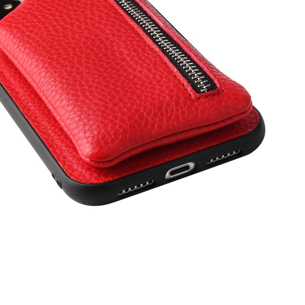 iPhone 14 Plus leather wallet case with zipper pocket