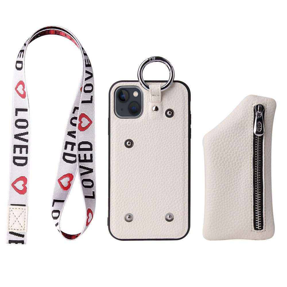 iPhone 14 Plus leather wallet case with zipper pocket