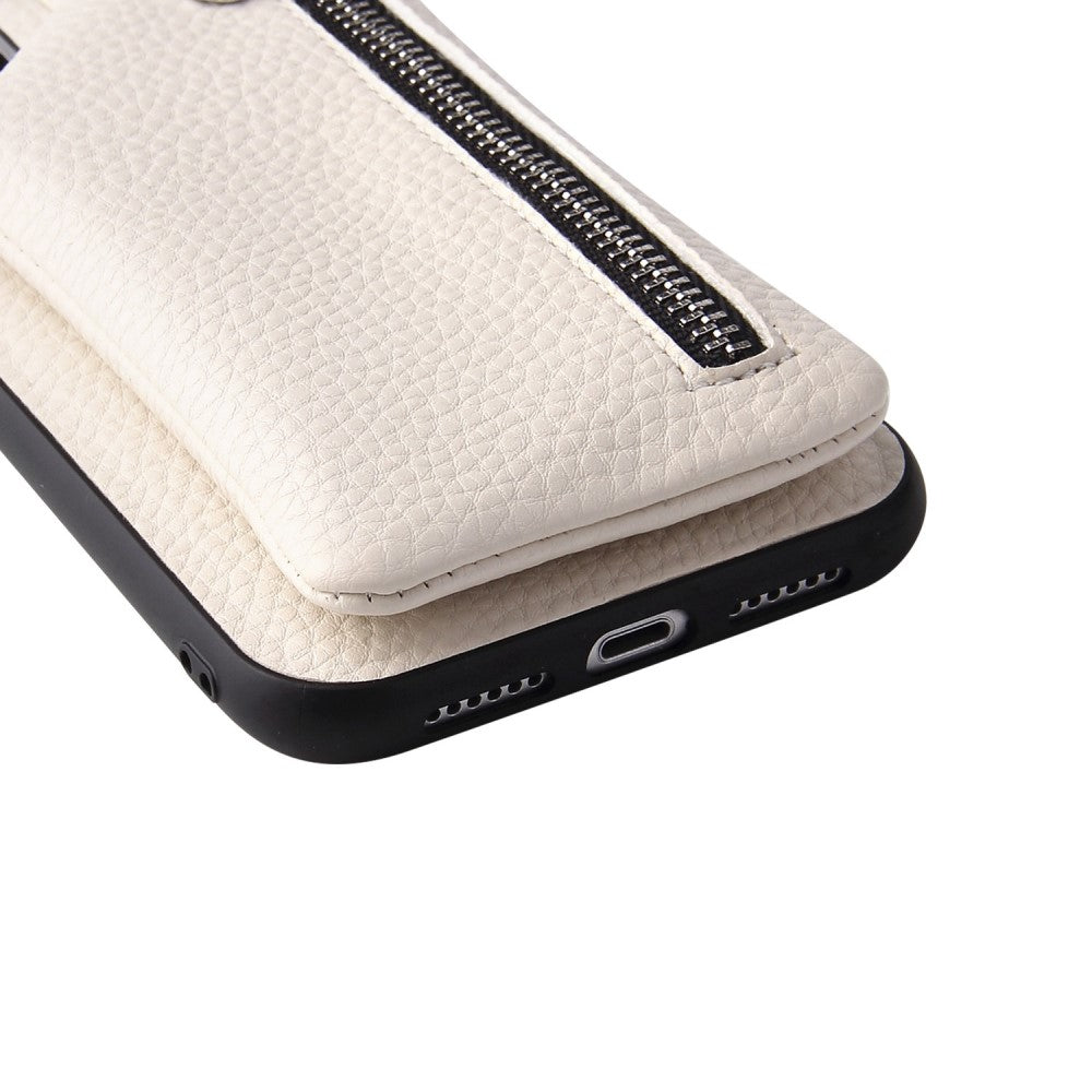 iPhone 14 Plus leather wallet case with zipper pocket
