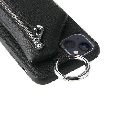 iPhone 14 Plus leather wallet case with zipper pocket