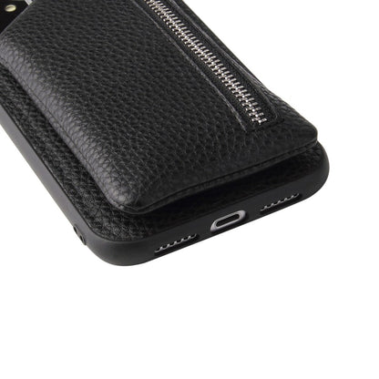 iPhone 14 Plus leather wallet case with zipper pocket